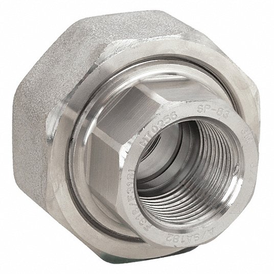 Grainger Approved Union, 316 Stainless Steel, 3/4 in x 3/4 in Fitting Pipe Size, Female NPT x Female NPT, Class 3000 2UA40