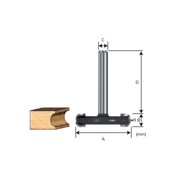 Makita Accessories, Router Bits - Decor Sunk Bead Bit / Radius Sunk Bead Bit, 6 mm D-13041