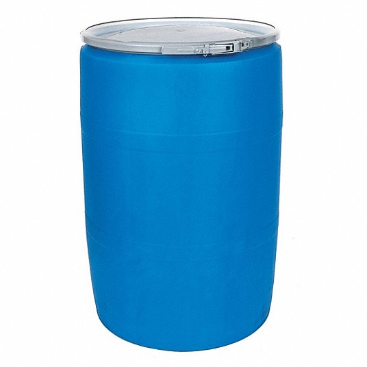 Grainger Approved Blue Polyethylene Open Head Transport Drum, 55 gal POLY55OHBLPC