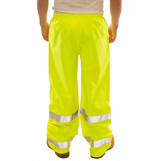 High Visibility Rain Pants, ANSI Class E, 3XL ( 54 in x 32 in ), Rain Pants, Green/Yellow P23122