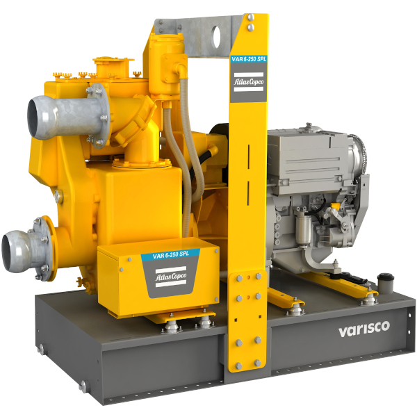 Atlas Copco Dewatering Pump with vacuum pump, Max. flow 340 m3/hour & Max. head 27 m with Diesel Engine WEL 6-250