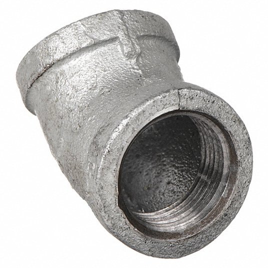 Grainger Approved 45° Elbow: 1 1/2Inch x 1 1/2Inch Pipe Size, Malleable Iron, NPT x NPT, Class 150 5P837