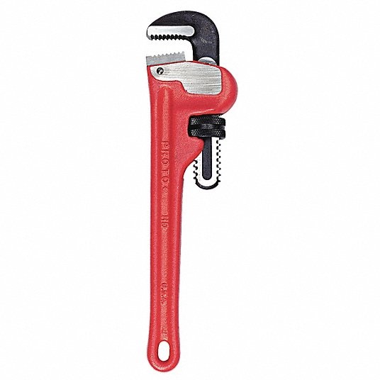 Proto Straight Pipe Wrench, Cast Iron, Jaw Capacity 1 in, Serrated, Overall Length 8 in, I-Beam J808HD