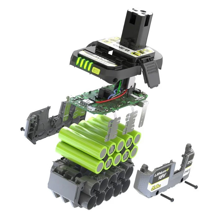Ryobi 18V Battery, 5Ah, Lithium ion, With charger level indicator RB18L50