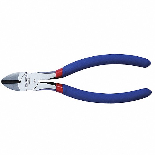 Westward Diagonal Cutting Plier, Std, Straight, Narrow, 7/8 in Jaw Lg, 3/8 in Jaw Wd, 6 in Overall Lg 1UKL1