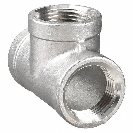 Grainger Approved Tee, 304 Stainless Steel, 1Inch x 1Inch x 1Inch Fitting Pipe Size, Female NPT x Female NPT x Female NPT, 58 mm Overall Length 1LUA1