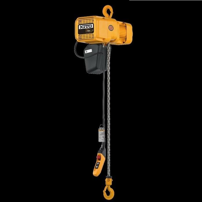 Kito Electric Chain Hoist Hook, 3 Phase 380 V 60HZ, 1 Ton, With Chain For 3 Meters Lifting Height and Chain Bucket, Made in Japan ER2-010S/380
