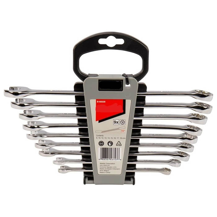 Makita Open-End Combination Wrench Set, 9 pieces, Size 8 -18mm B-65539