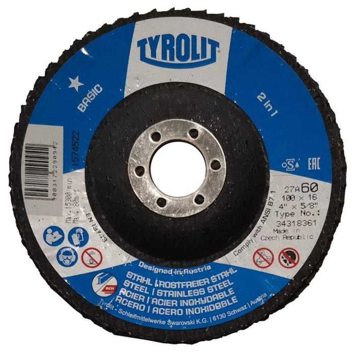 Tyrolit 27A FLAP DISC 100 X 16 ZA 60 - B BASIC 2IN1 34318361