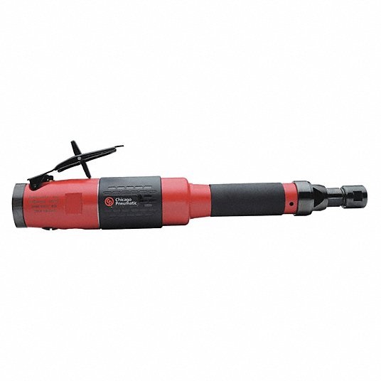 Chicago Pneumatic Rear Exhaust Extended Straight Air Die Grinder, 1/4 in Collet, 18,000 RPM Free Speed, 1.0 hp 11C902 CP3451-18SEC