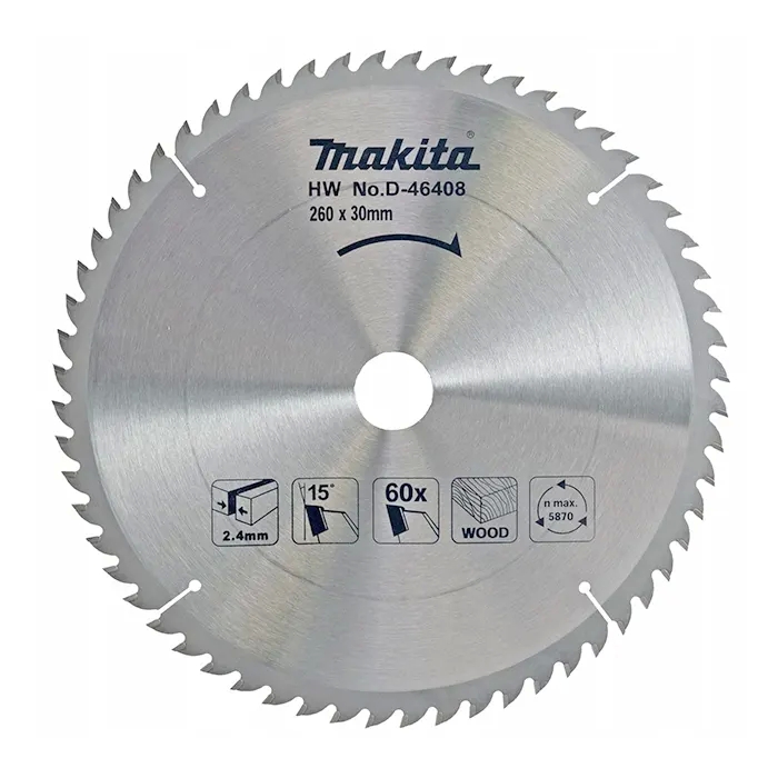 Makita Circular Saw Blade ‎10-1/4 Inch, 260 mm X 30 mm X 60T, For Wood, For LF1000, LH1040, LH1040F D-46408