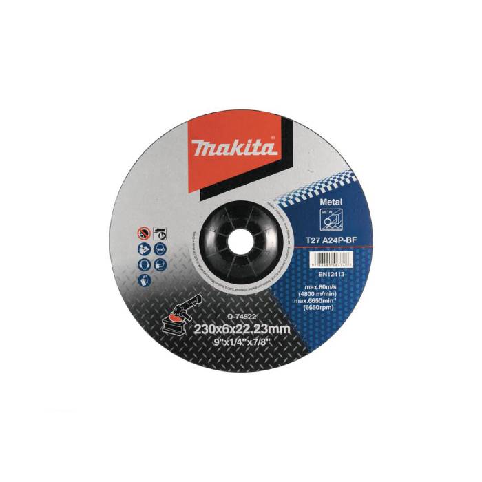 Makita Grinding Wheel for metal, 230 X 6 X 22 mm, Grit (A24P) D-74522