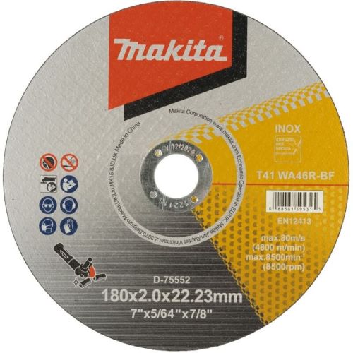 ماكيتا عجلات قطع رقيقة, 180 × 2.0 × 22 مم، الخشونة (WA46R) D-75552
