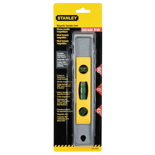 Stanley Aluminum Spirit Level, Magnetic, With Three Vials, 225 mm (9 inch) 42-465