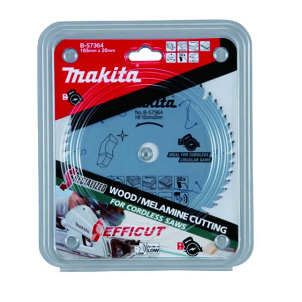 Makita CIRCULAR SAW BLADE EFFICUT FOR CORDLESS TOOLS (6-1/2)Inch 165MM X 20MM X56T ( FOR WOOD / MDF) B-57364