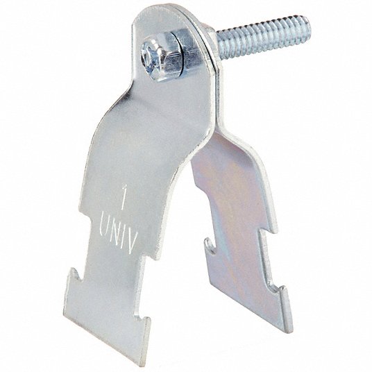Grainger Approved Conduit Strap Clamp: Steel, Electroplated, 1 in Conduit Trade Size, Channel Universal Pipe Strap V111 1EG