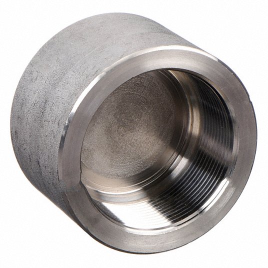 Grainger Approved Round Cap, 316L Stainless Steel, 1 1/2Inch Fitting Pipe Size, Female NPT, Class 3000 401DC30006