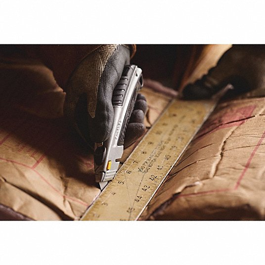 Stanley Utility Knife, Gray, Steel, 6 in Overall Length, Number of Blades Included 3 10-099
