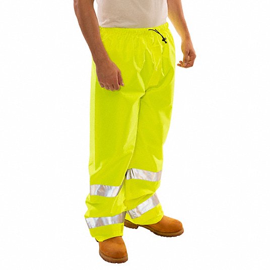 High Visibility Rain Pants, ANSI Class E, 3XL ( 54 in x 32 in ), Rain Pants, Green/Yellow P23122