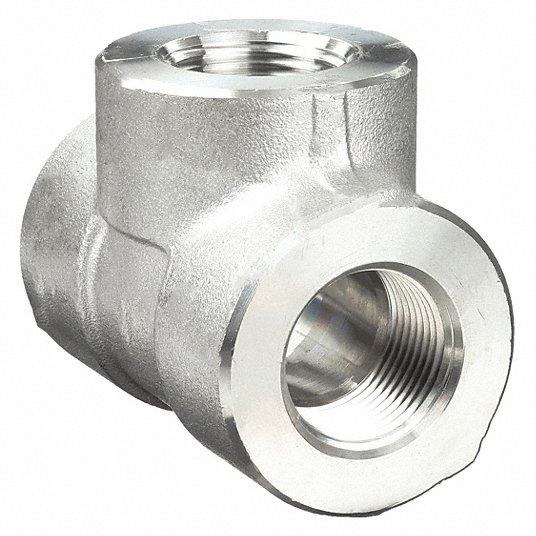 Grainger Approved Tee: 316 Stainless Steel, 1 in x 1 in x 1 in Fitting Pipe Size, Female NPT x Female NPT x Female NPT 2UA35