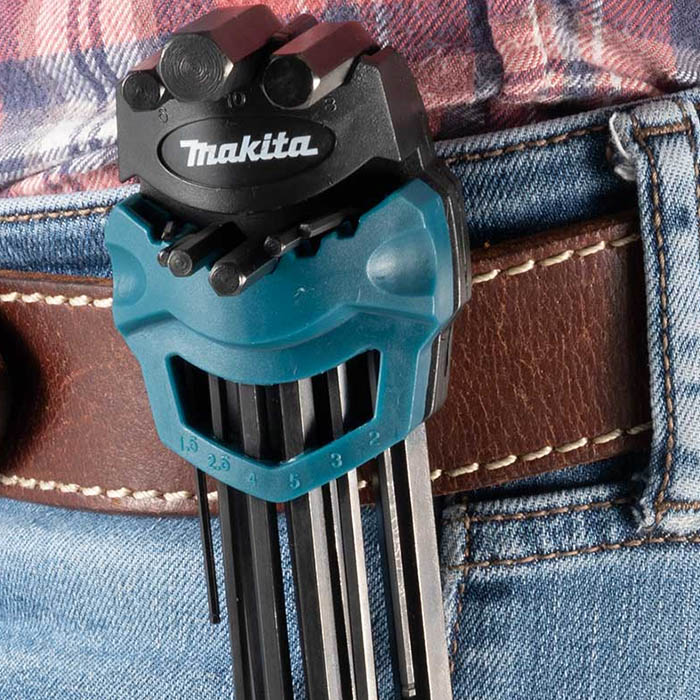 Makita Allen Hex Key Wrench Set, 9 Piece Assorted Size ( 1.5, 2, 2.5, 3, 4, 5, 6, 8, 10mm ) B-65894
