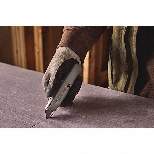 Stanley Utility Knife, Gray, Steel, 6 in Overall Length, Number of Blades Included 3 10-099