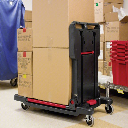 Rubbermaid Foldable Trolley, 180kg Load, with Flush Plastic Shelf & Platform FG430000BLA