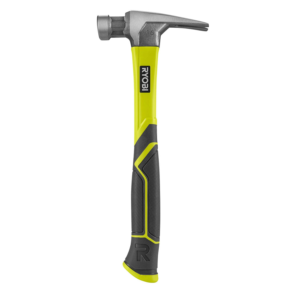 Ryobi Framing Hammer 450g, Straight Claw, Magnetic Nail Holder RH16FSS