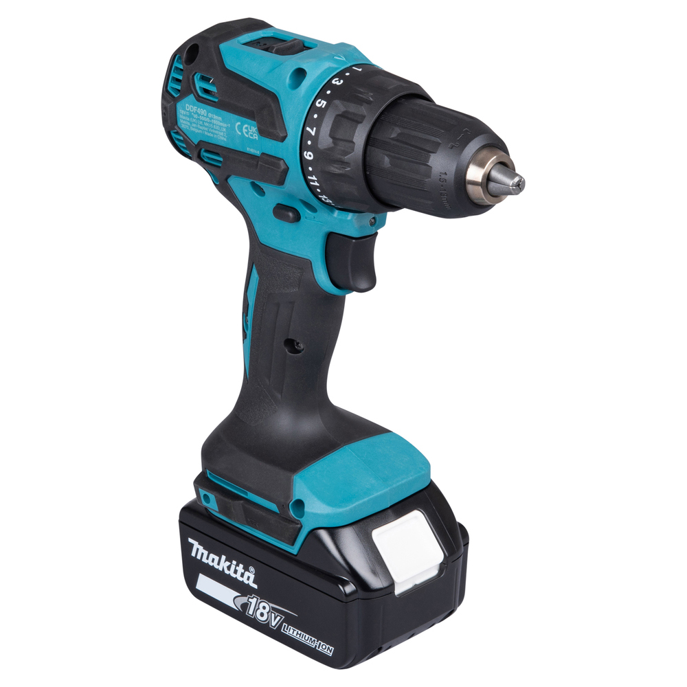 Makita Cordless Driver Drill, For Wood and Steel,13mm, 18V, 65Nm, 0 ~ 1,900RPM, 1.7kg DDF490WVE