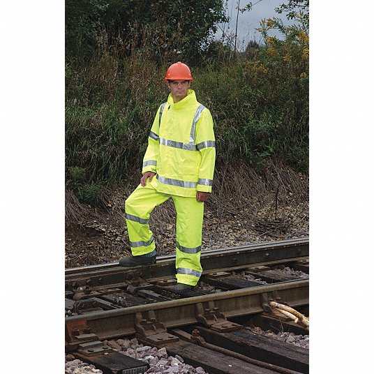 High Visibility Rain Pants, ANSI Class E, 3XL ( 54 in x 32 in ), Rain Pants, Green/Yellow P23122