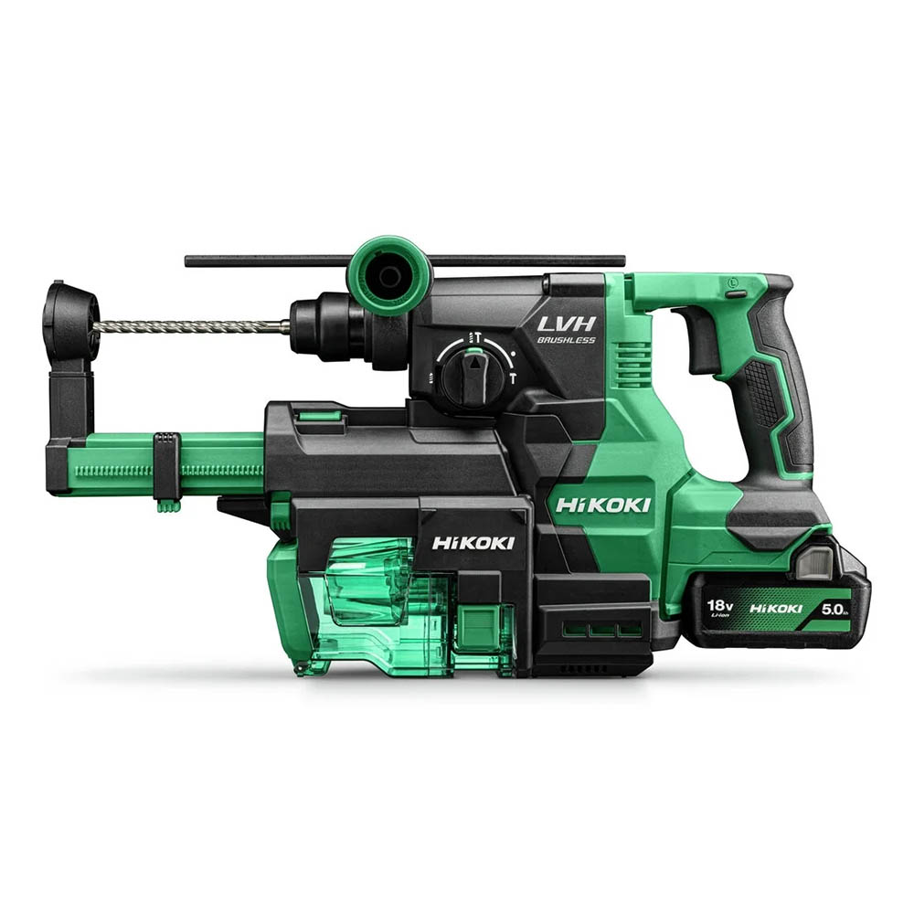 Hikoki Cordless Rotary Hammer, 18V, 3.2 J Impact Energy, 26 mm Concrete Capacity, 4300 BPM, 4.75 kg DH1826DAWUZ