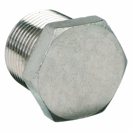 Grainger Approved Hex Head Plug: 316L Stainless Steel, 1/4 in Fitting Pipe Size, Male NPT, Class 150, 23 mm Overall 1/4 150 HEX PLG 316