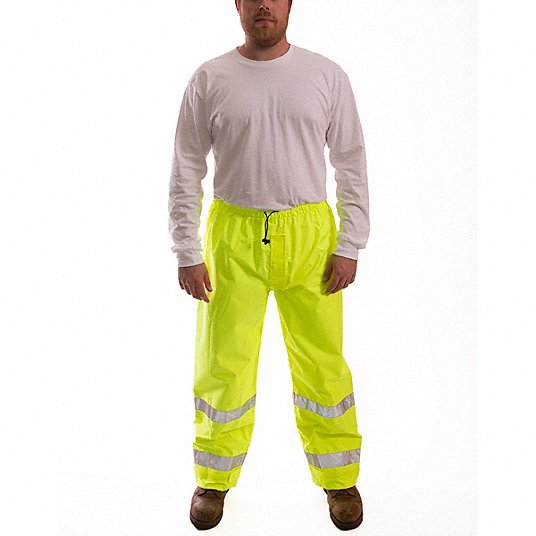 Tingley High Visibility Rain Pants, ANSI Class E, 4XL ( 58 in x 32 in ), Rain Pants, Green/Yellow P23122