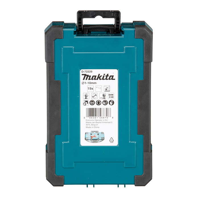 Makita Metal Drill Bit Set, 19 Piece, Size 1.0 ~ 10.0 mm, HSS-TiN D-72229