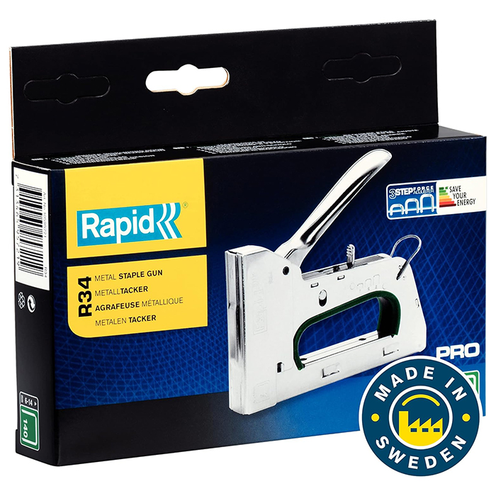 RAPID Stapler Tacker, Staple Height (6-14mm), Staples No. 140, Made in Sweden R34