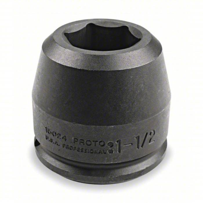 Proto Impact Socket, 1 1/2 inch Drive Size, 1 11/16 inch Socket Size, 6-Point, Standard, Black Oxide J15027