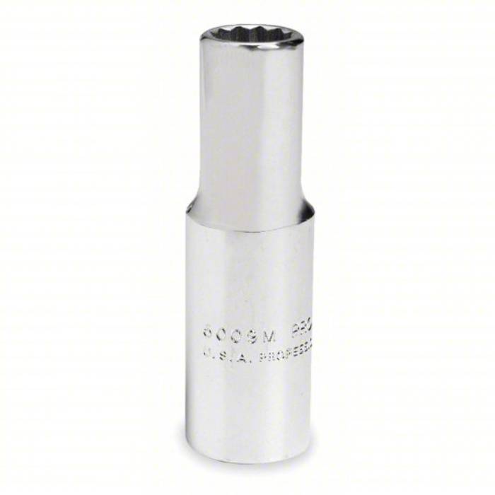 Proto Socket, 3/8 inch Drive Size, 15 mm Socket Size, 12-Point, Alloy Steel, Deep Depth, Chrome Finish J5015M