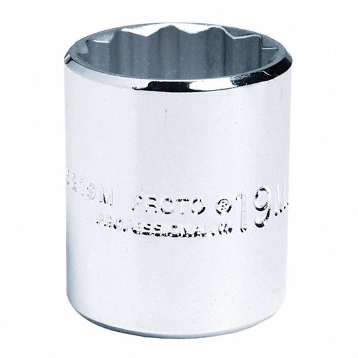 Proto Socket, 3/8 inch Drive Size, 20 mm Socket Size, 12-Point, Alloy Steel, Standard Depth, Chrome Finish J5220M
