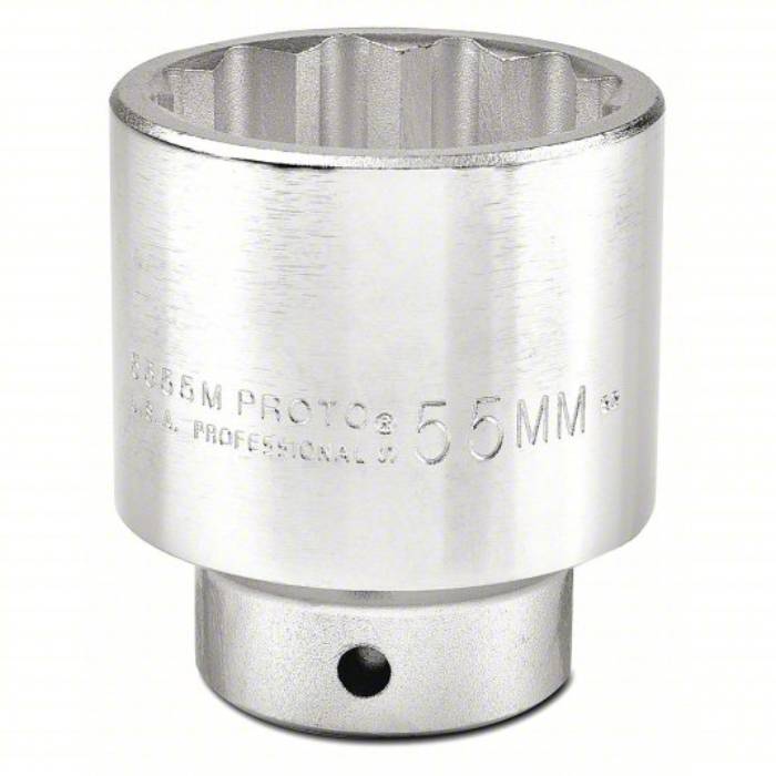 Proto Socket, 3/4 inch Drive Size, 55 mm Socket Size, 12-Point, Alloy Steel, Standard Depth, Satin Finish J5555M