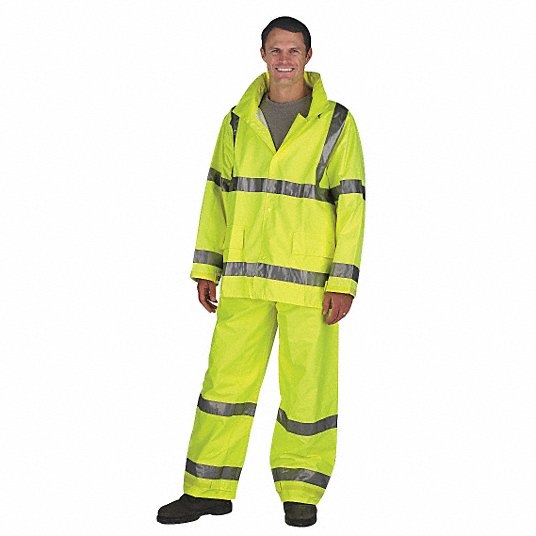High Visibility Rain Pants, ANSI Class E, 3XL ( 54 in x 32 in ), Rain Pants, Green/Yellow P23122