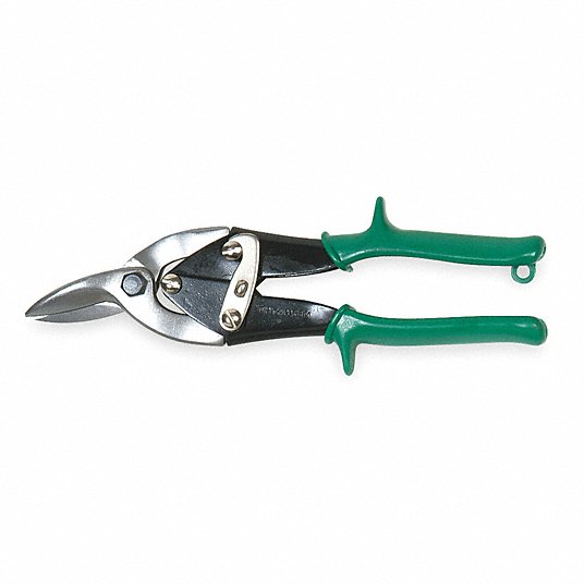 Westward Metal Cutting Snip, Right, 9 3/4 inch Overall Length, 1 1/4 inch Cutting Lg, Steel, Plastic, Steel 1UG17