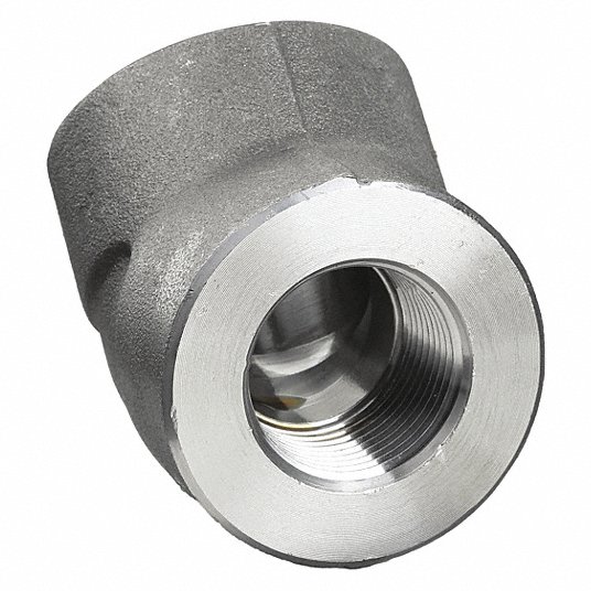 Grainger Approved 45 Degrees Elbow: 1 1/2Inch, Forged Steel, Female NPT x Female NPT, Class 3000 1MMX1