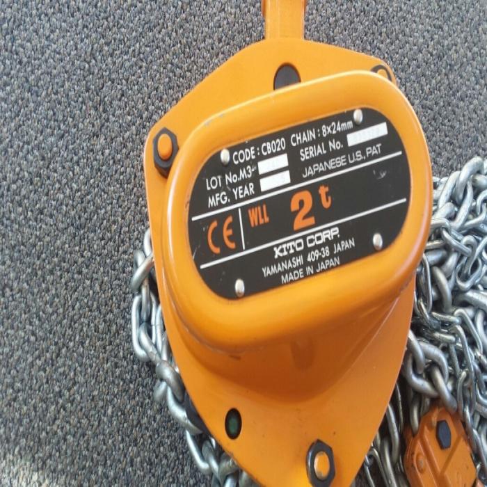 Kito Manual Chain Hoist 2 Ton, Chain length 3 Meters, 14.5Kg, Made In Japan CB020