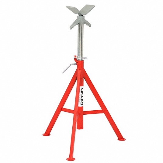 Ridgid V-Head Pipe Stand, 1/8 to 12 in Pipe Capacity, 28 in to 52 in Overall Height, 2,500 lb Load Capacity 56662