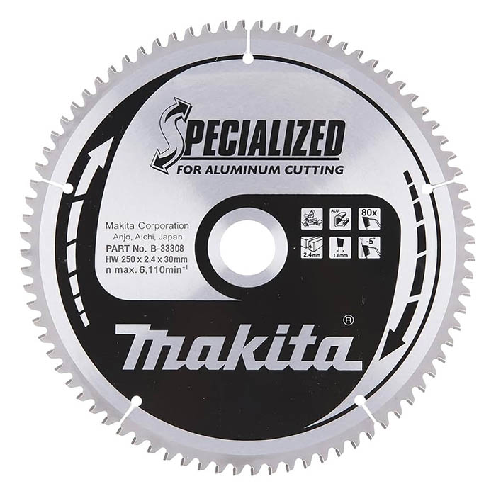 Makita Aluminium Cutting Miter Saw blade, 250 x 30 mm, 80 T B-33308