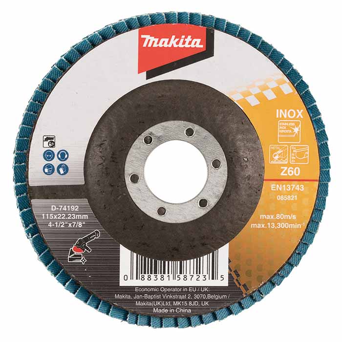 Makita Flap Disc Flat Type, 115×22.23mm, GRIT Z60 D-74192