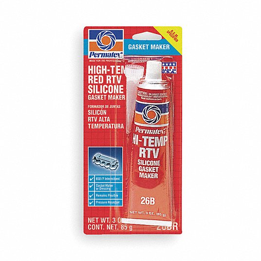 RTV Silicone Sealant, High Temp., -65 to 650°F Temp. Range, 24 hr Full Cure, 3 oz 81160