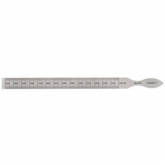 Taper Gauge, Gauge Style Flat Leaf, Range 0.0100 in to 0.1500 in, 0.30mm to 4mm, Steel 270