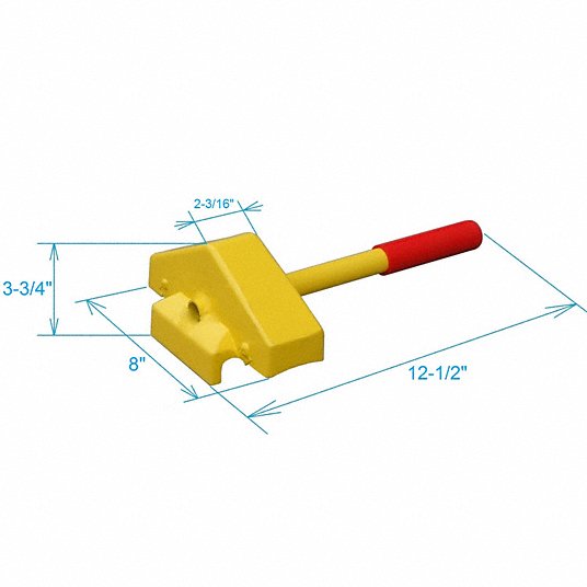 Grainger Approved Wheel Chock, ​Width 7 1/2 Inch, Height 3 3/4 Inch, Depth 12 1/2Inch 22XW91