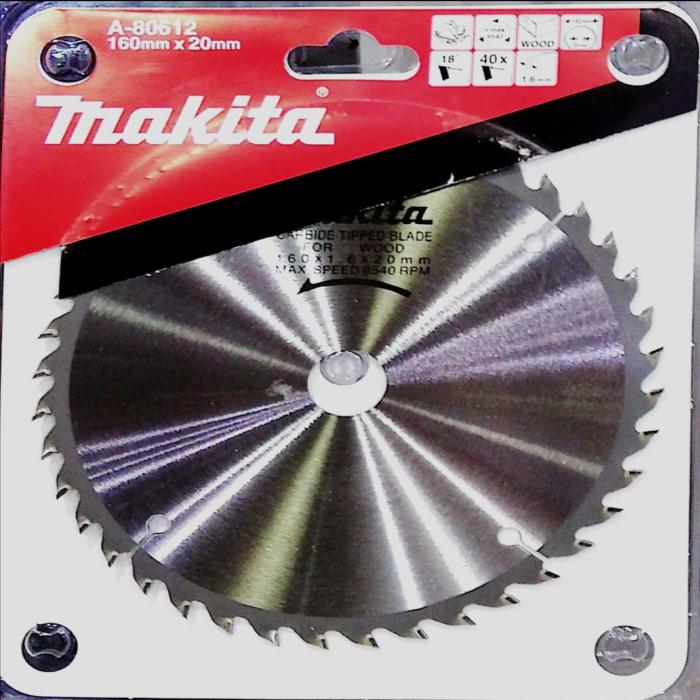 ماكيتا ملليمتر ‎160‎ ‎ ‎X20MM (6)‎ ‎Inch, 40 عدد أسنان‎ ‎اسطوانة قطع خشب‎ ‎ A-80612